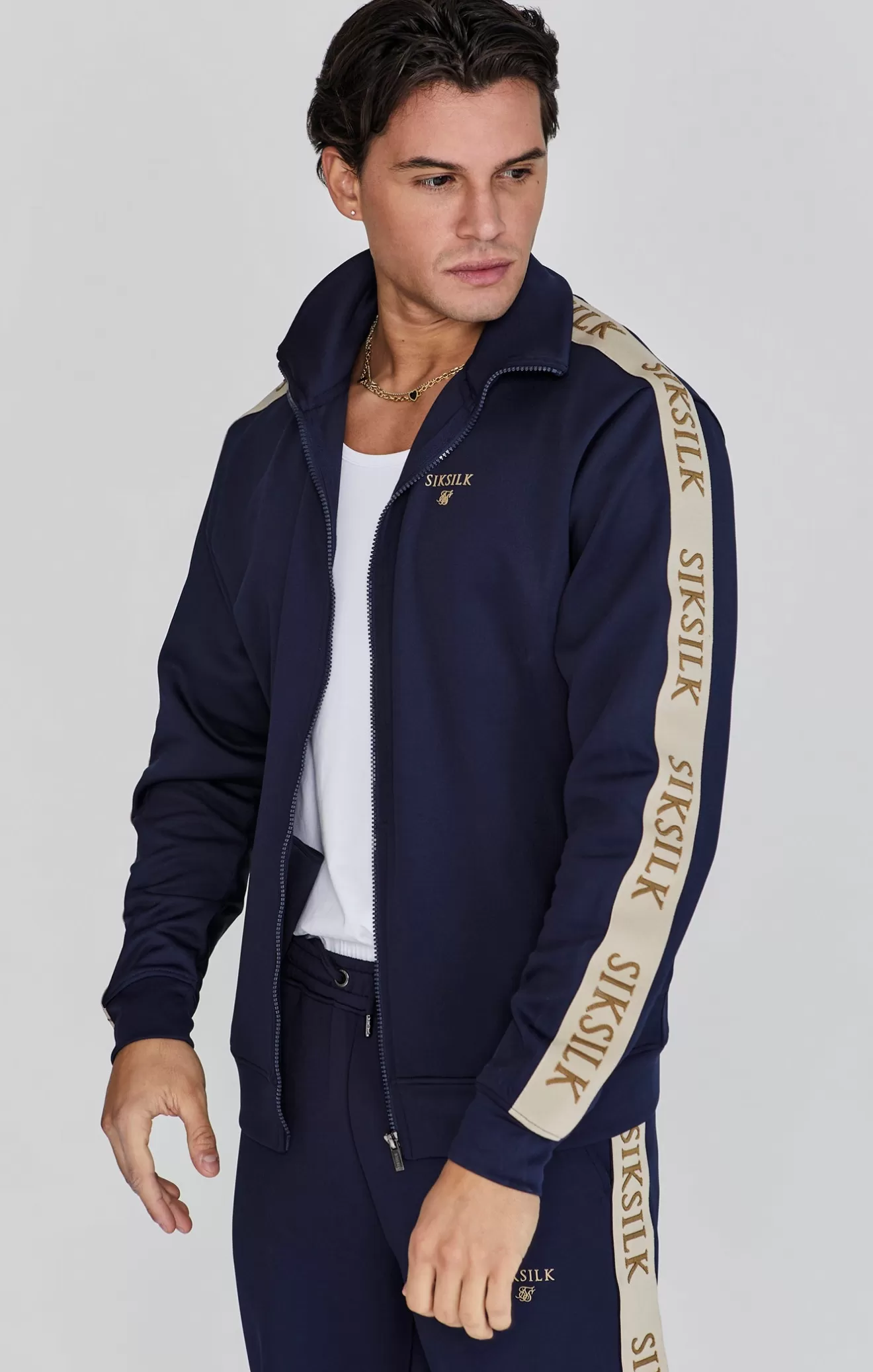 SikSilk Hoodies^Navy Track Top