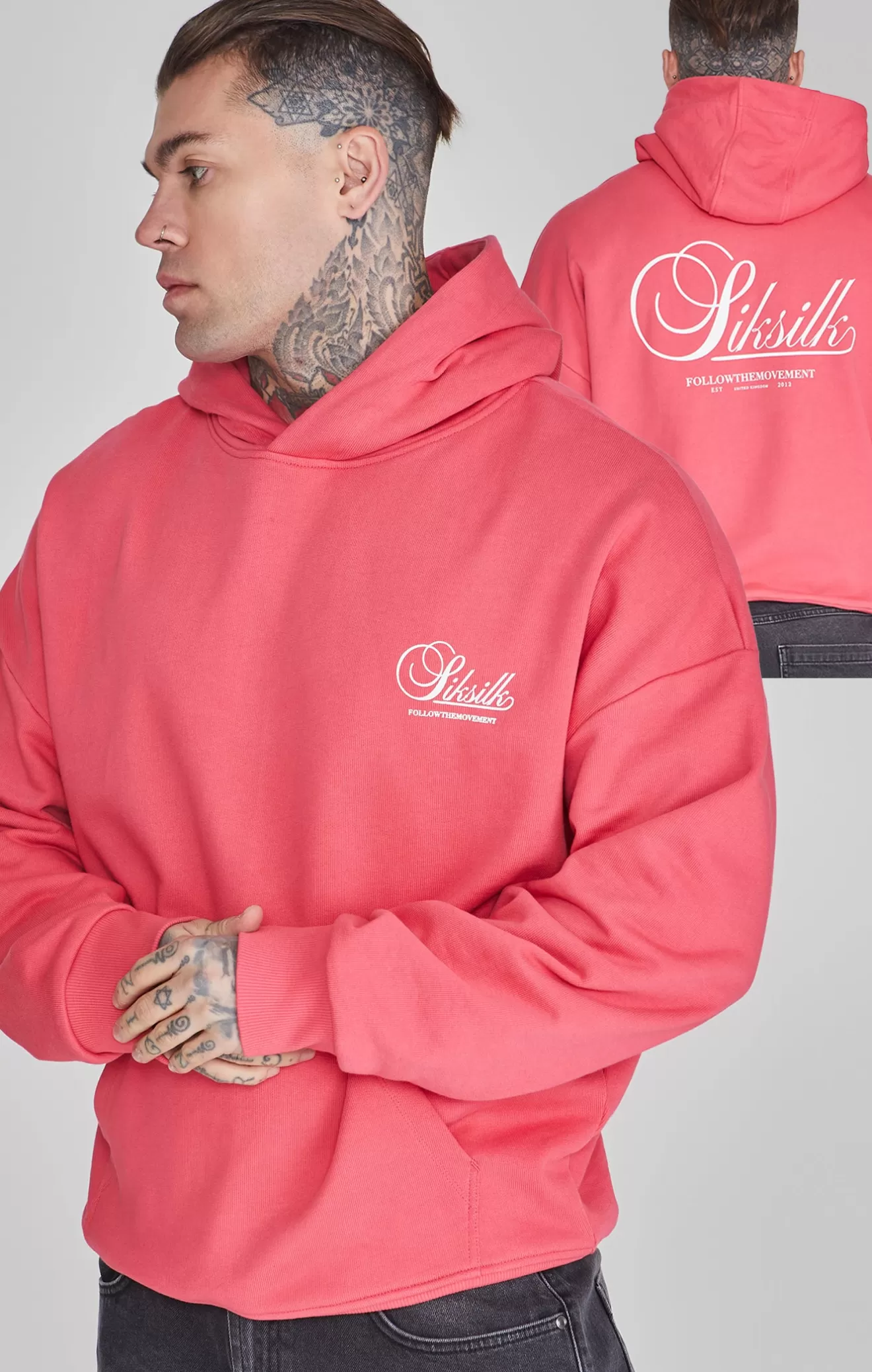SikSilk Hoodies^Pink Graphic Hoodie