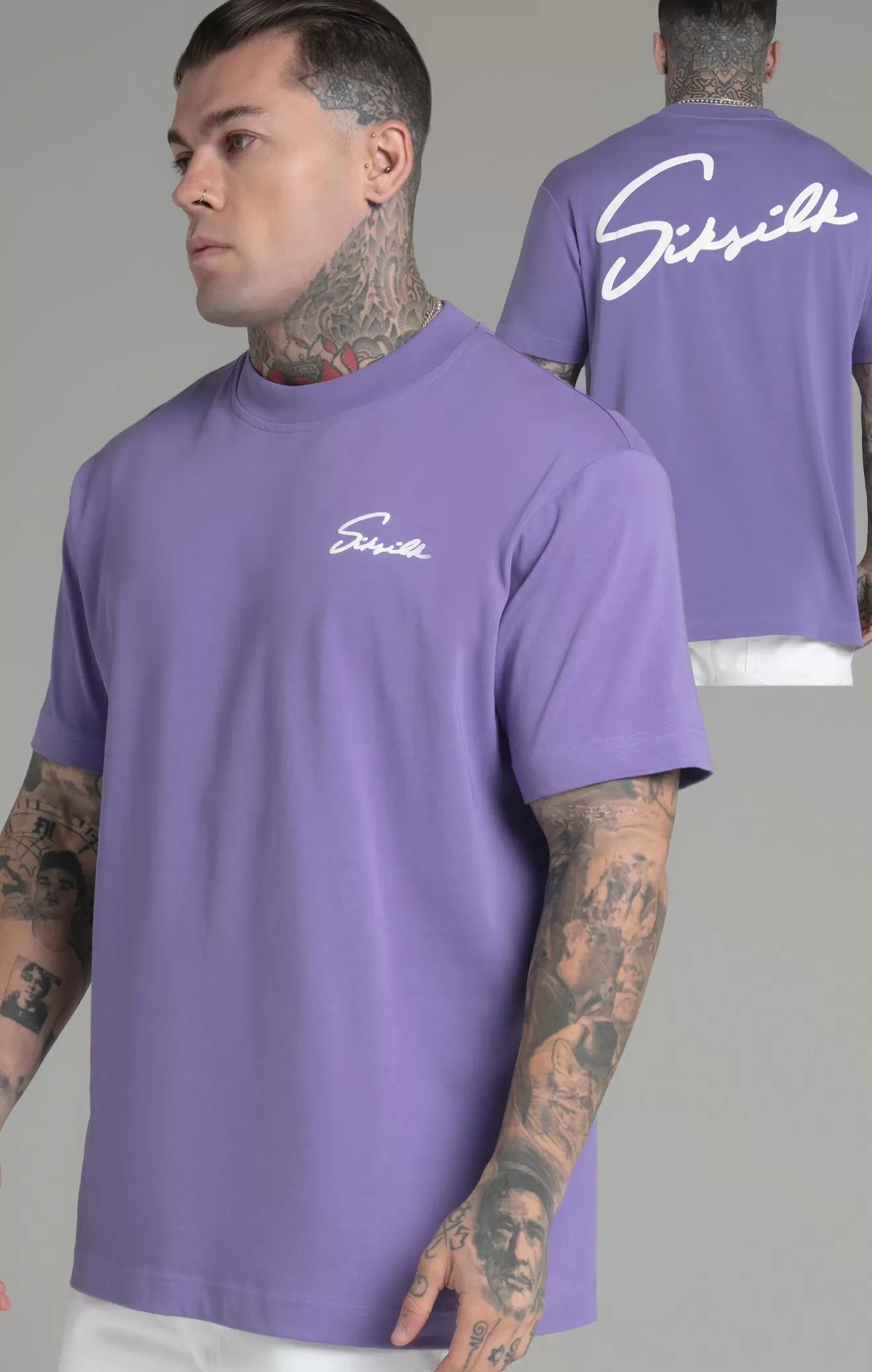 SikSilk T-Shirts^Purple Script T-Shirt