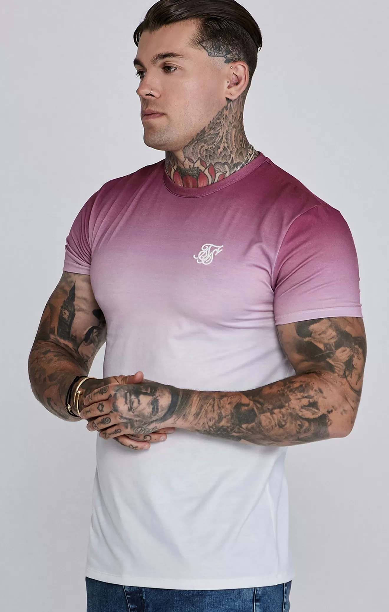 SikSilk T-Shirts^Red White Fade T-Shirt