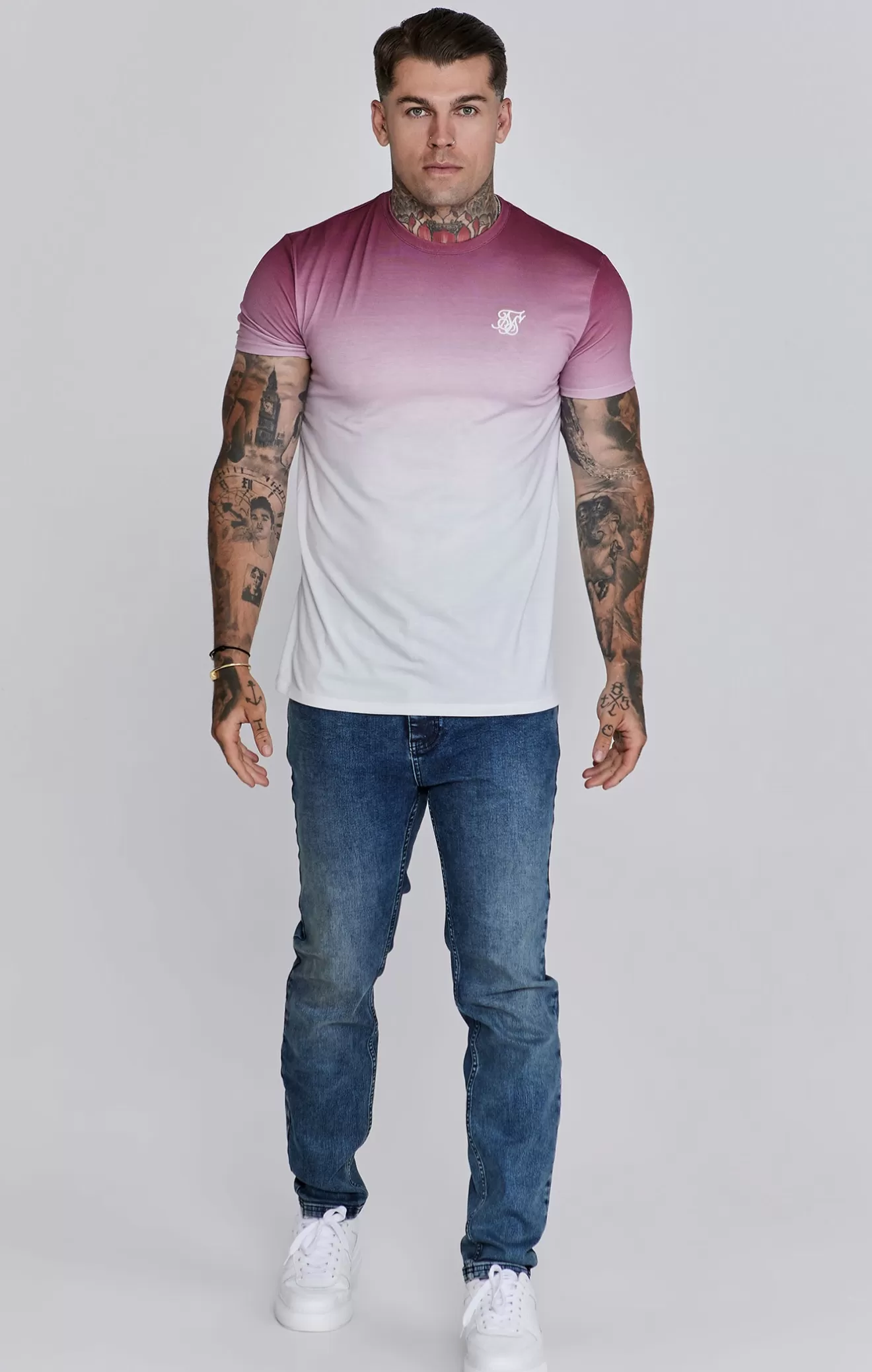 SikSilk T-Shirts^Red White Fade T-Shirt