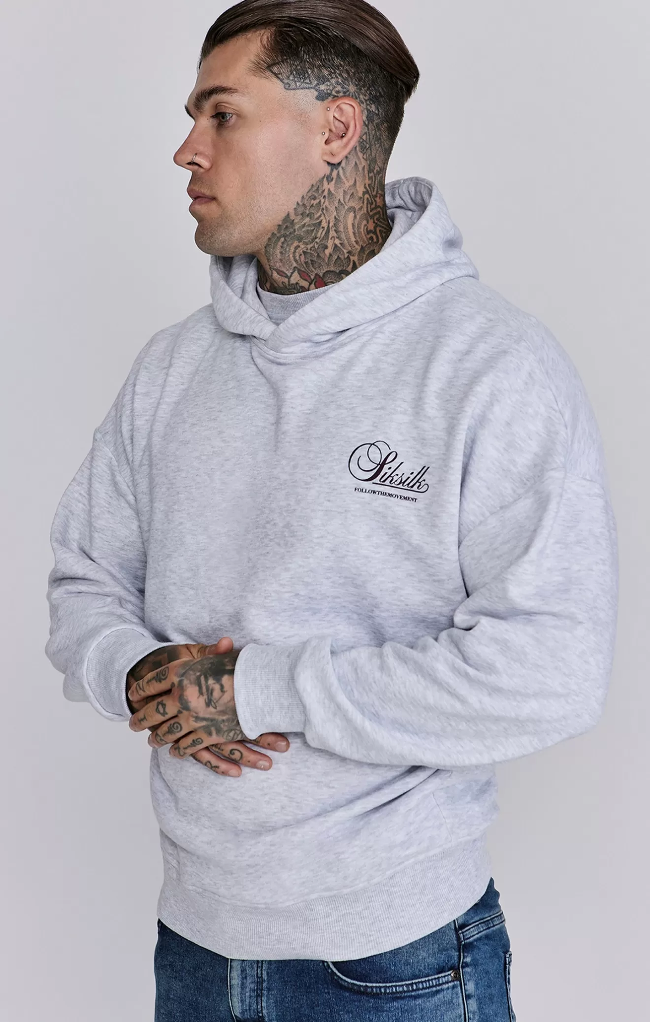 SikSilk Hoodies^Snow Marl Graphic Hoodie