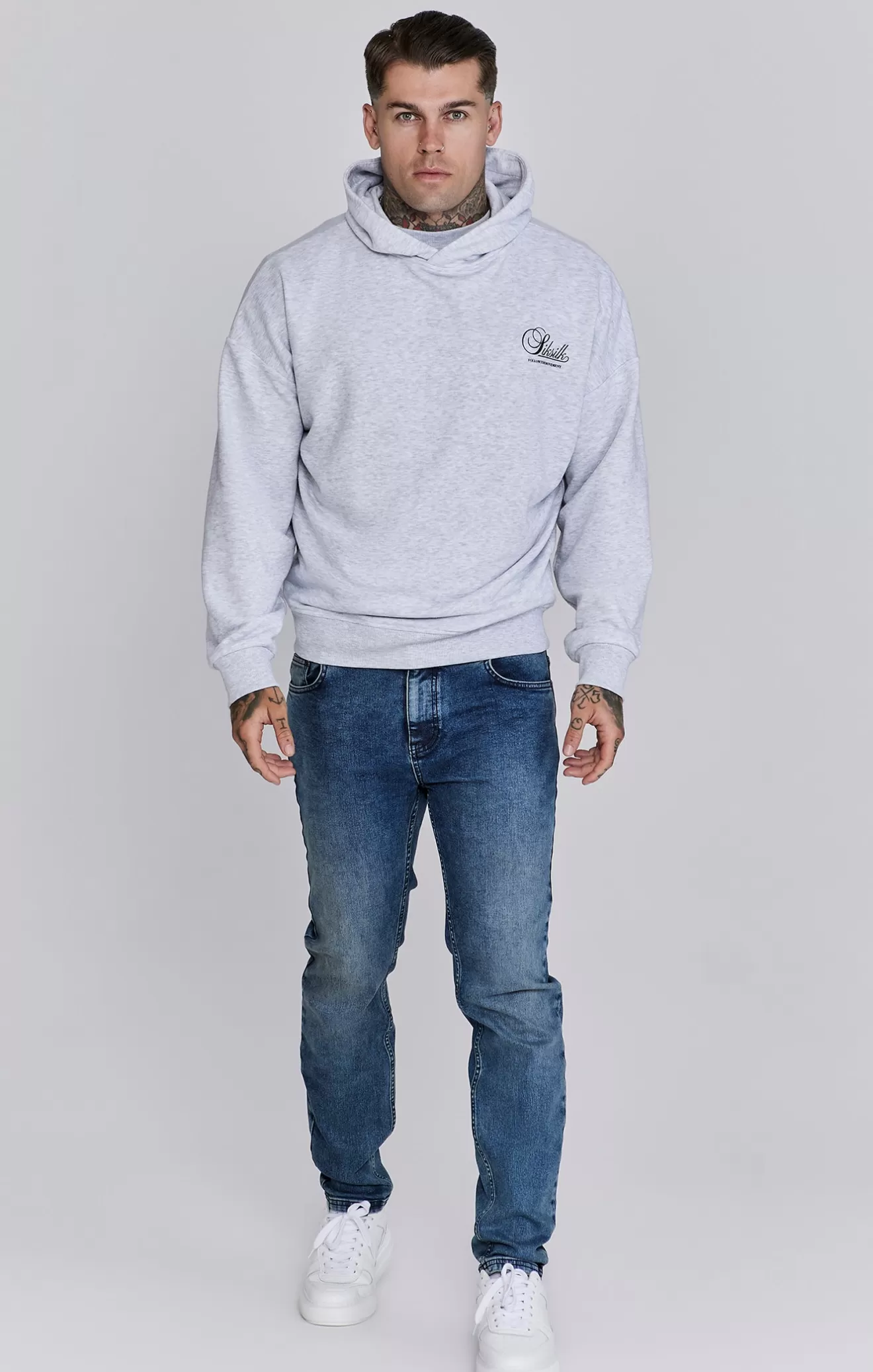 SikSilk Hoodies^Snow Marl Graphic Hoodie