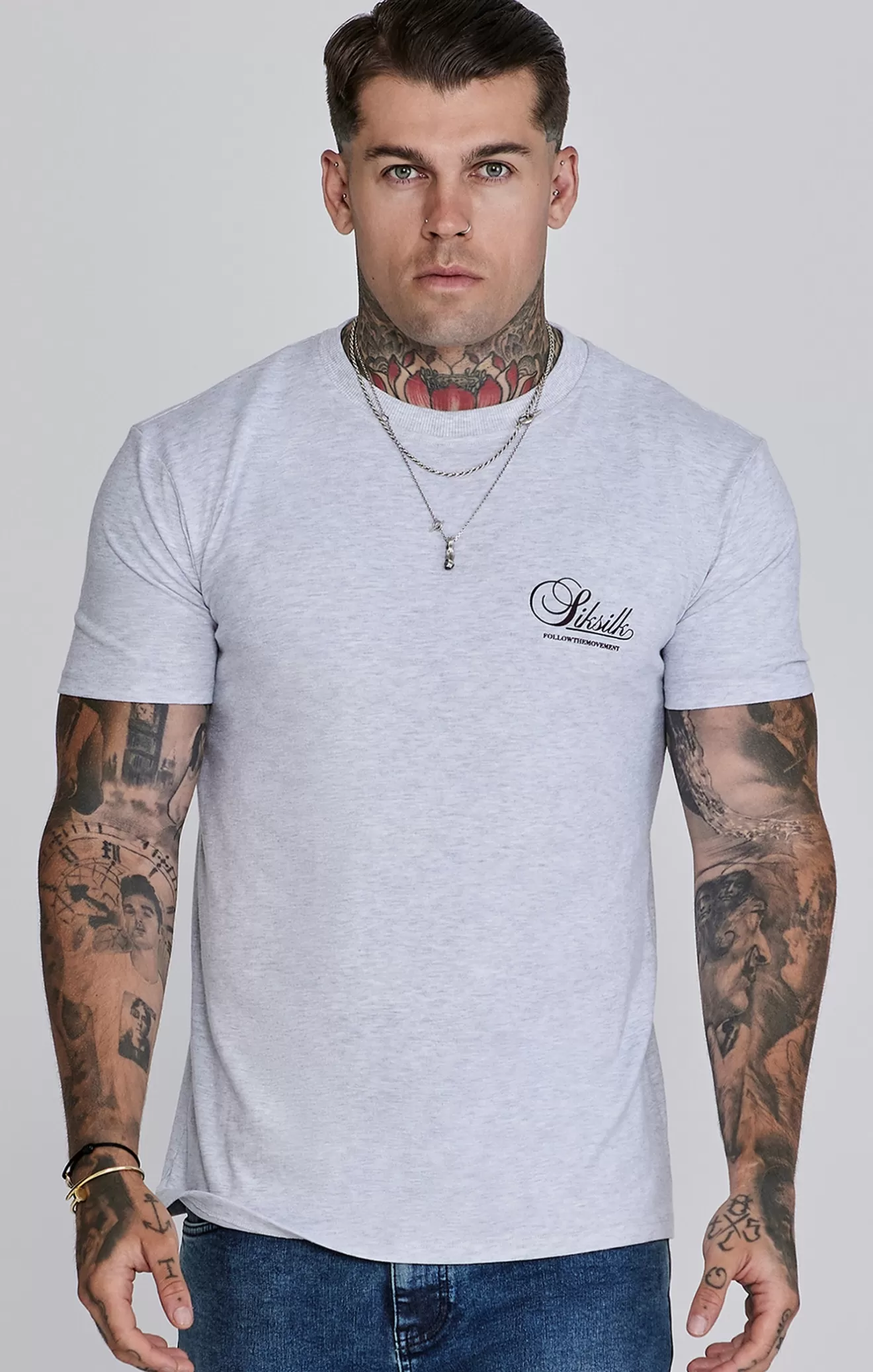 SikSilk T-Shirts^Snow Marl Graphic T-Shirt