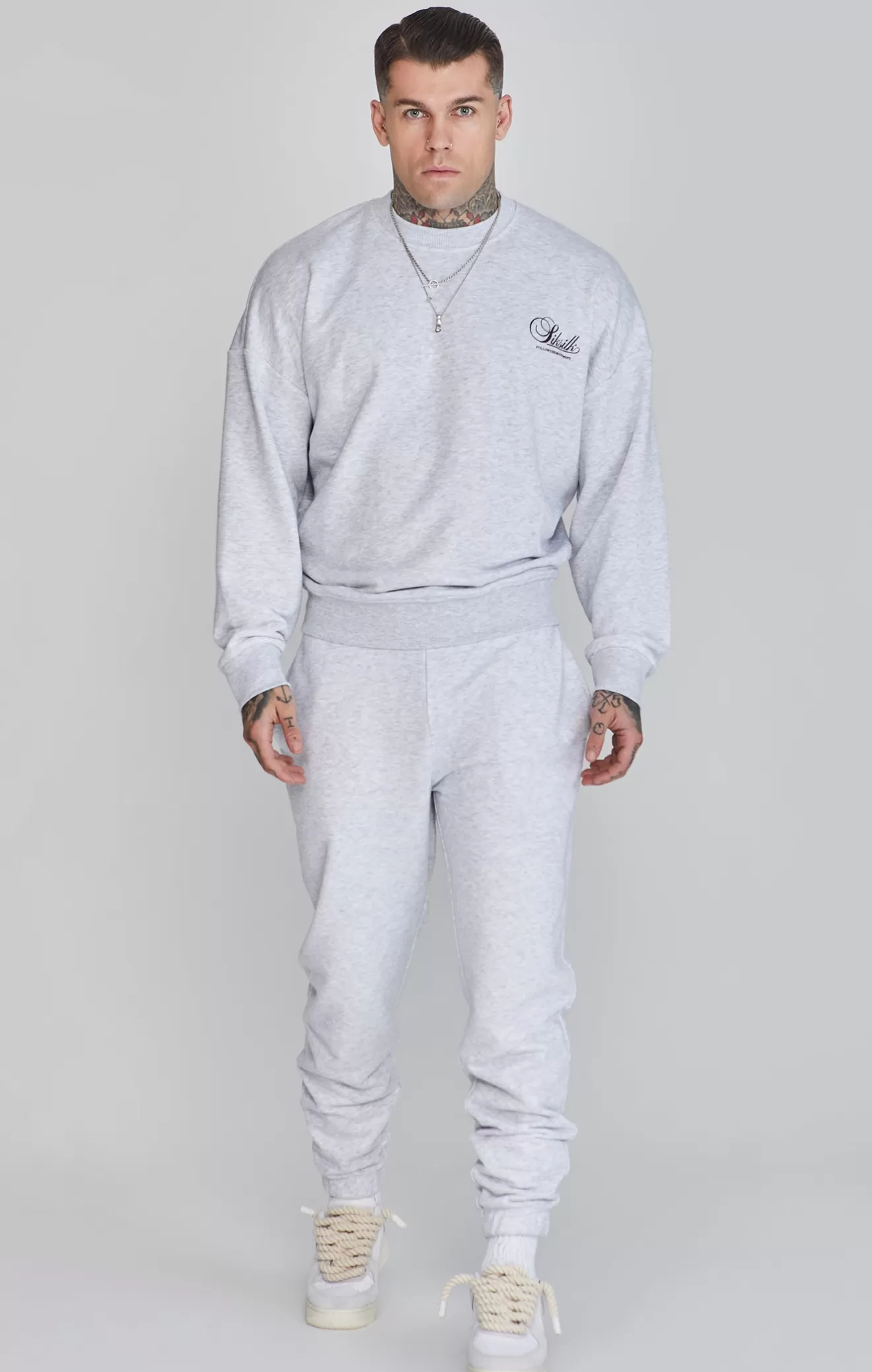 SikSilk Joggers^Snow Marl Logo Joggers