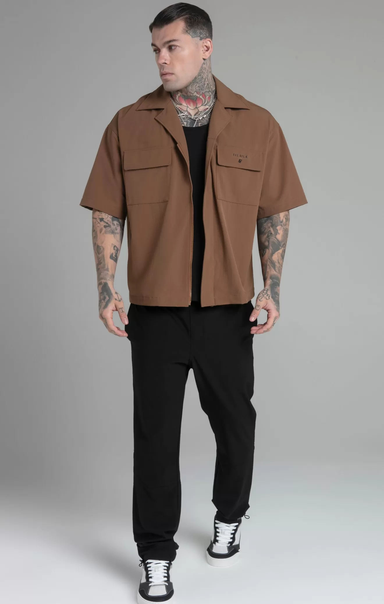 SikSilk Shirts^Tan Utility Shirt