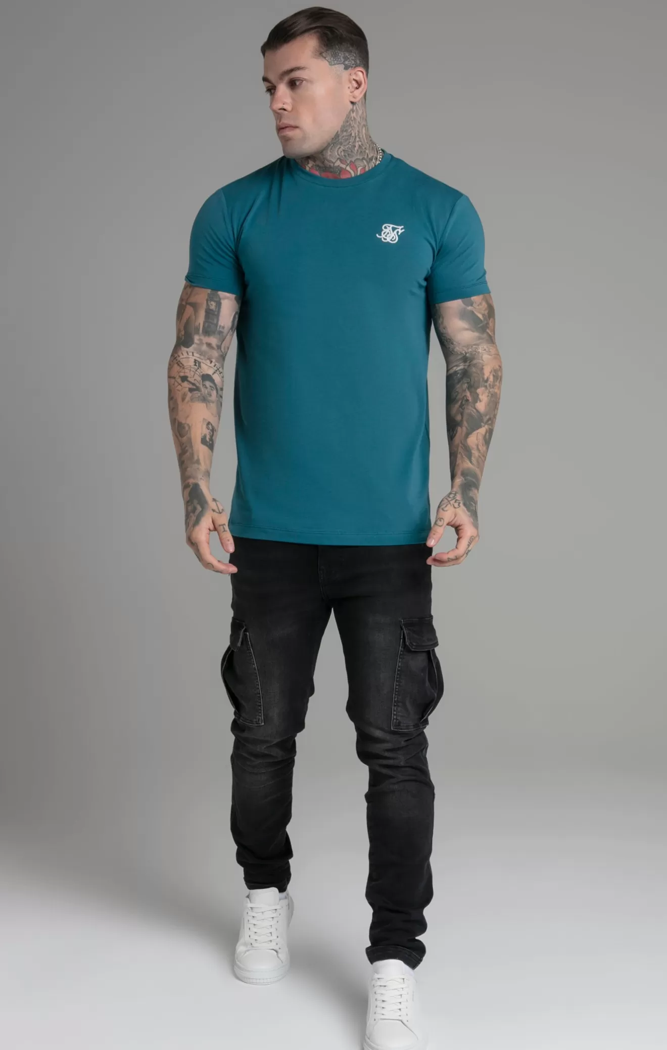 SikSilk T-Shirts^Teal Muscle Fit T-Shirt