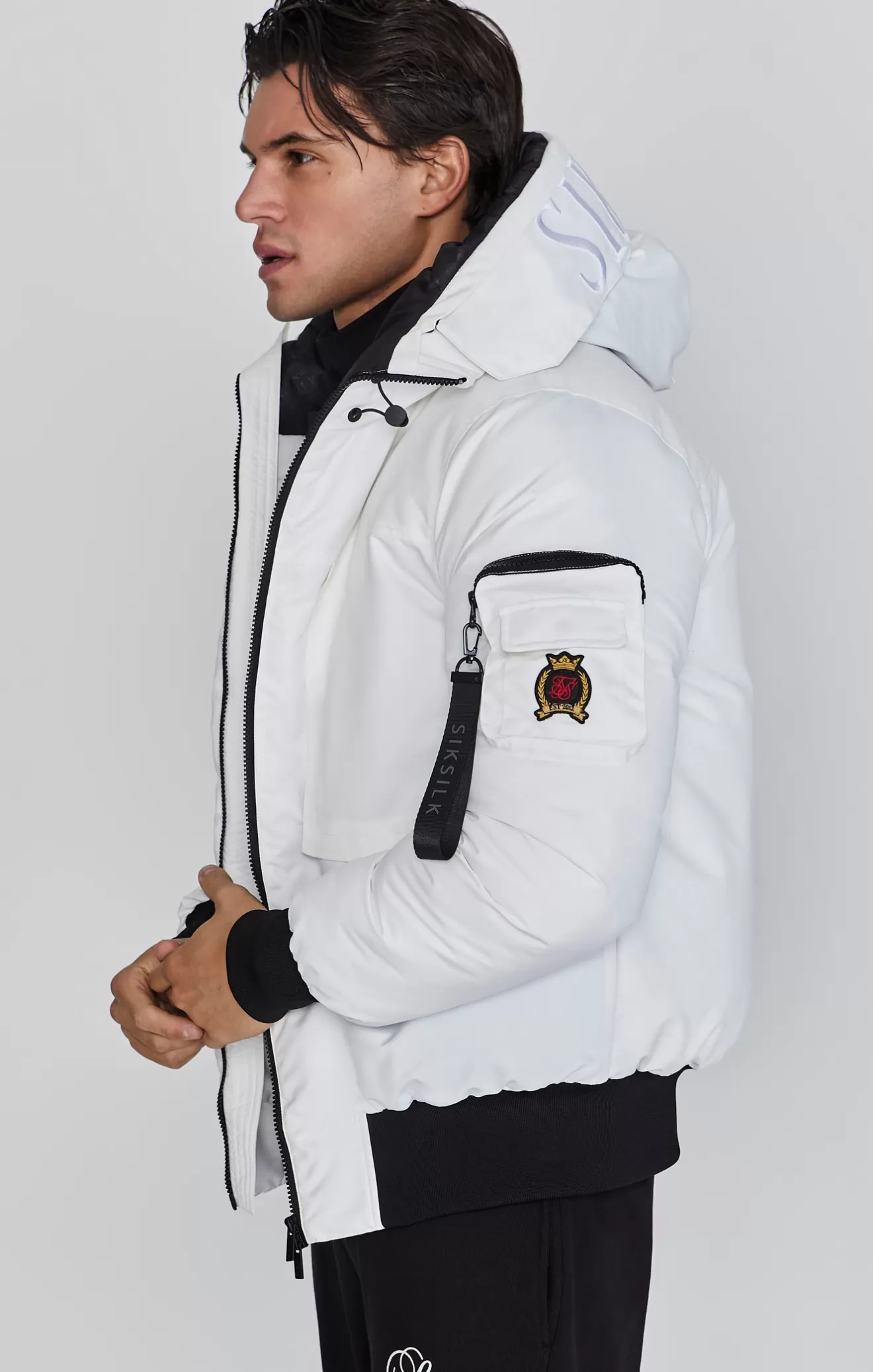 SikSilk Jackets^White Bomber Jacket
