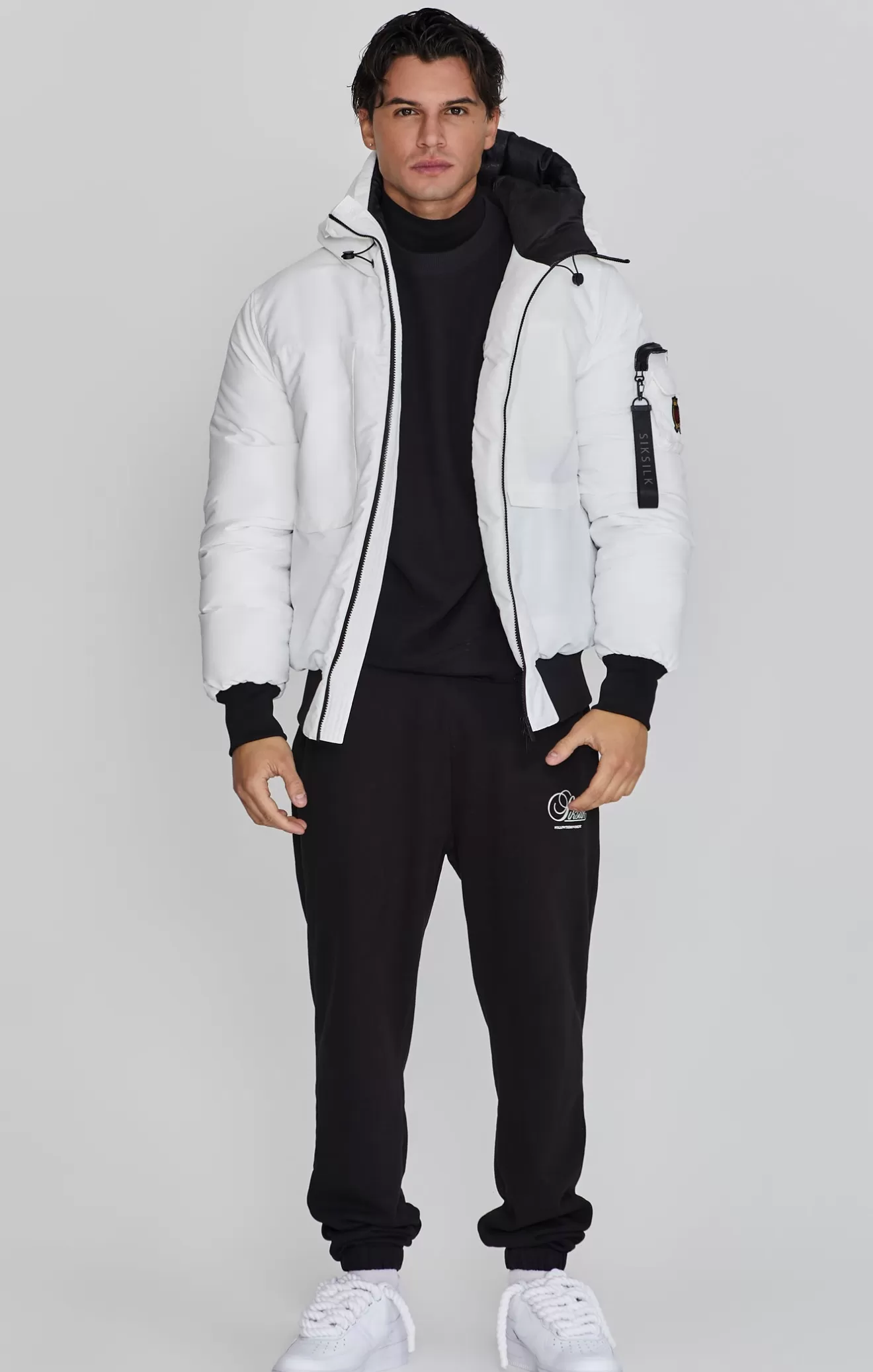 SikSilk Jackets^White Bomber Jacket