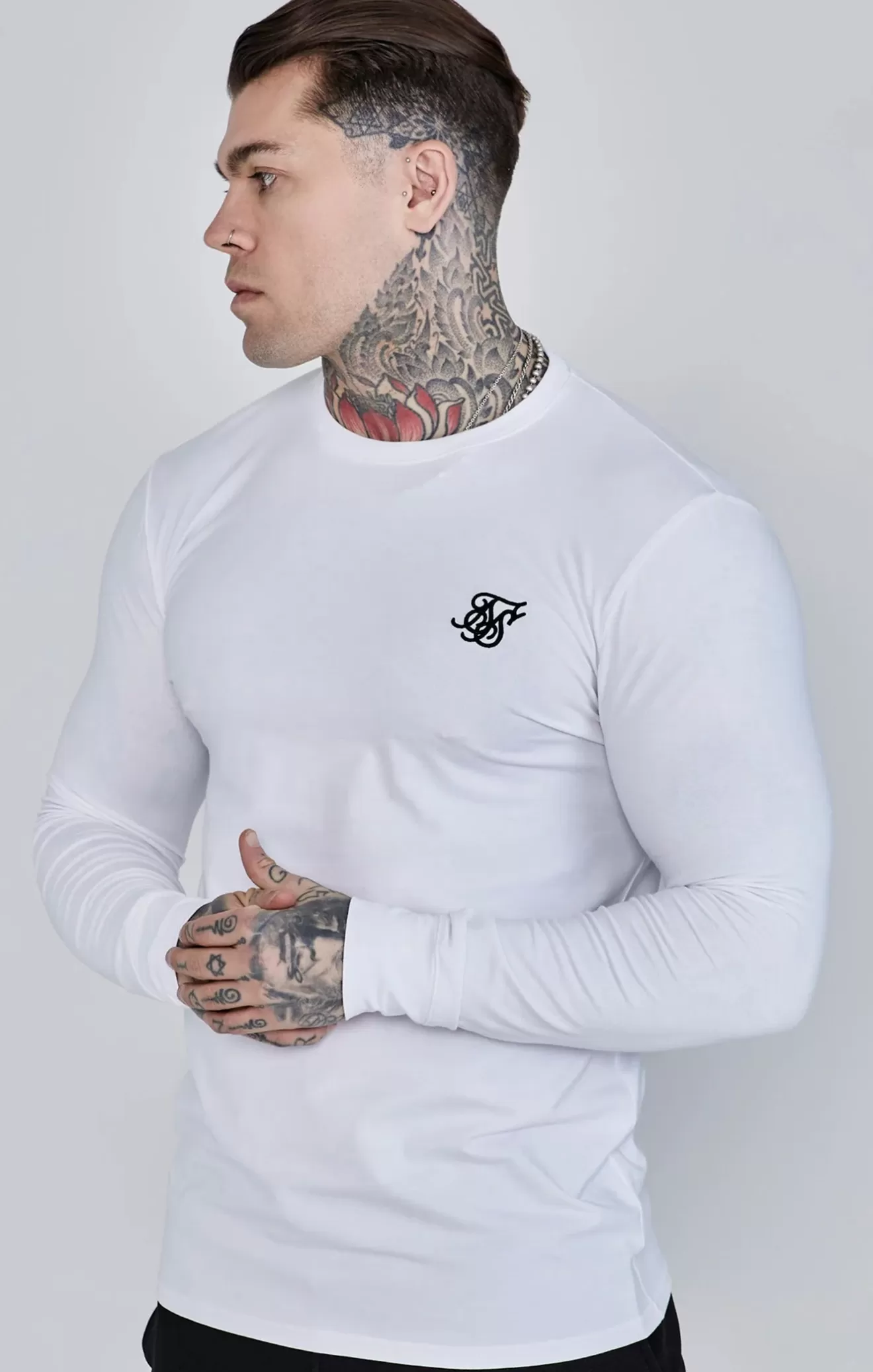 SikSilk T-Shirts^White Essentials Long Sleeve T-Shirt