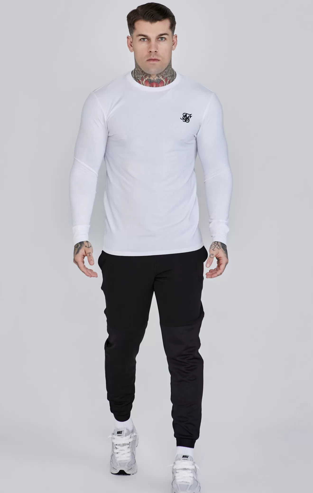 SikSilk T-Shirts^White Essentials Long Sleeve T-Shirt
