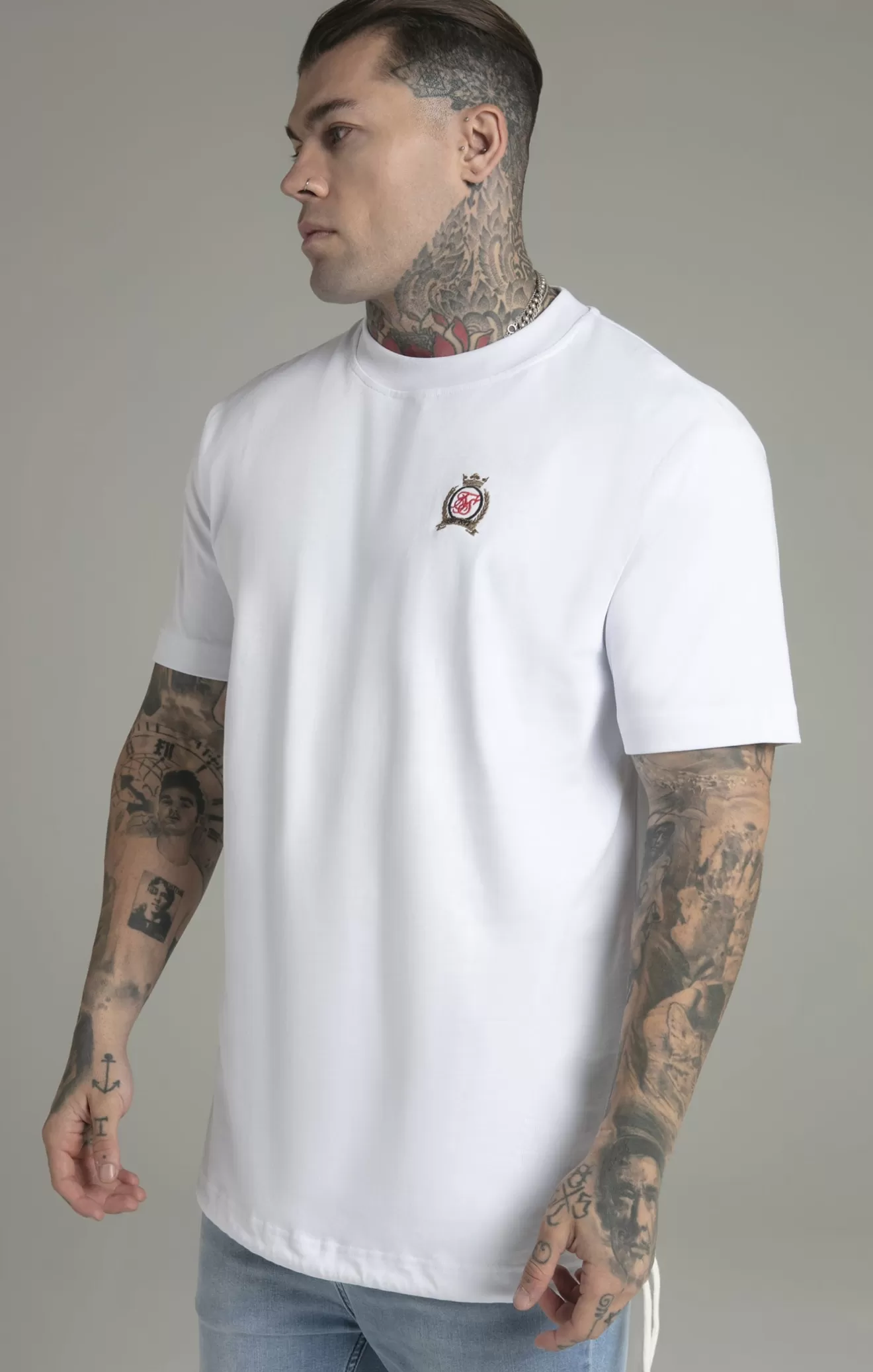 SikSilk T-Shirts^White Oversized T-Shirt