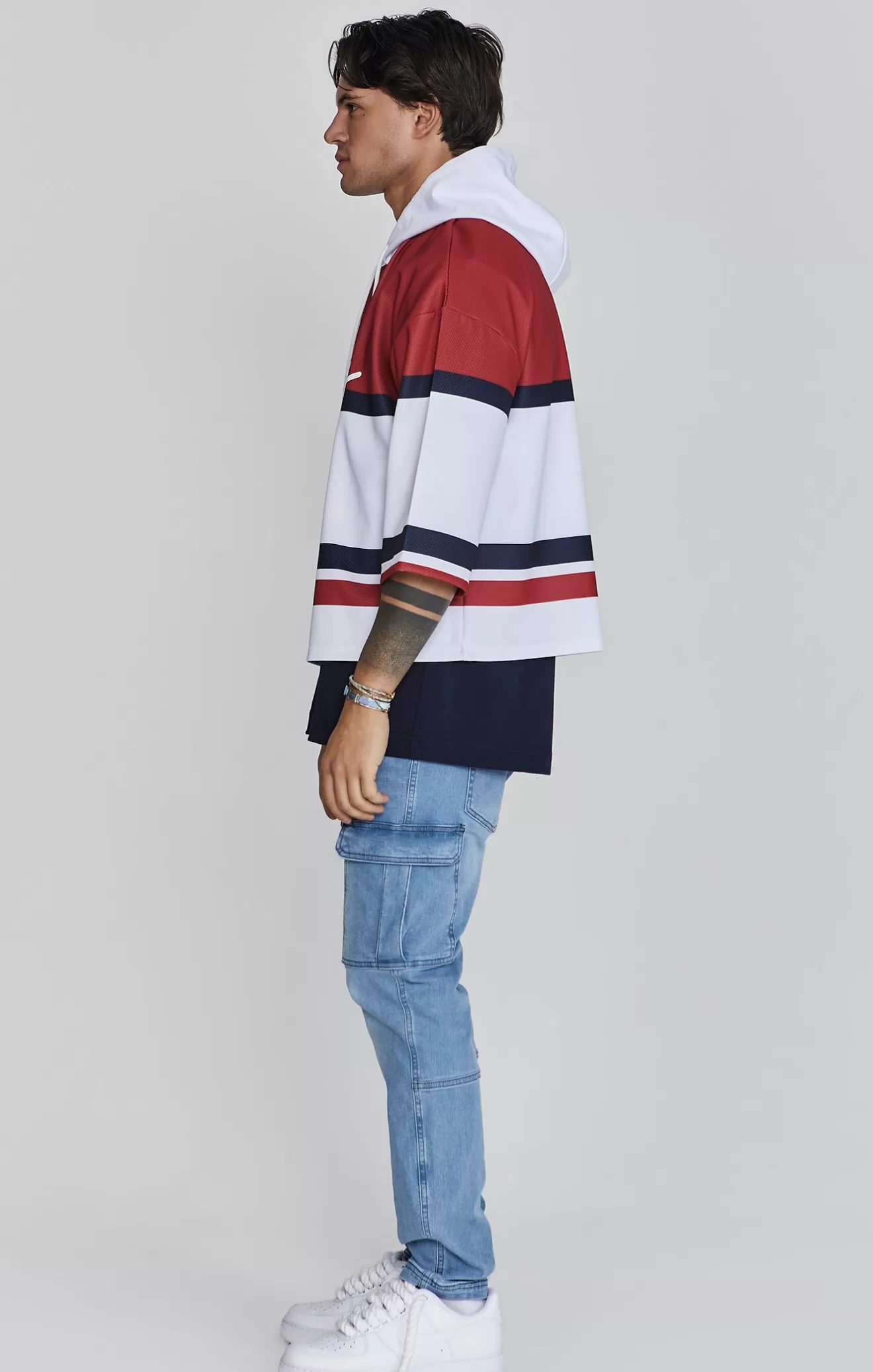 SikSilk Hoodies^White Red Sports Hoodie