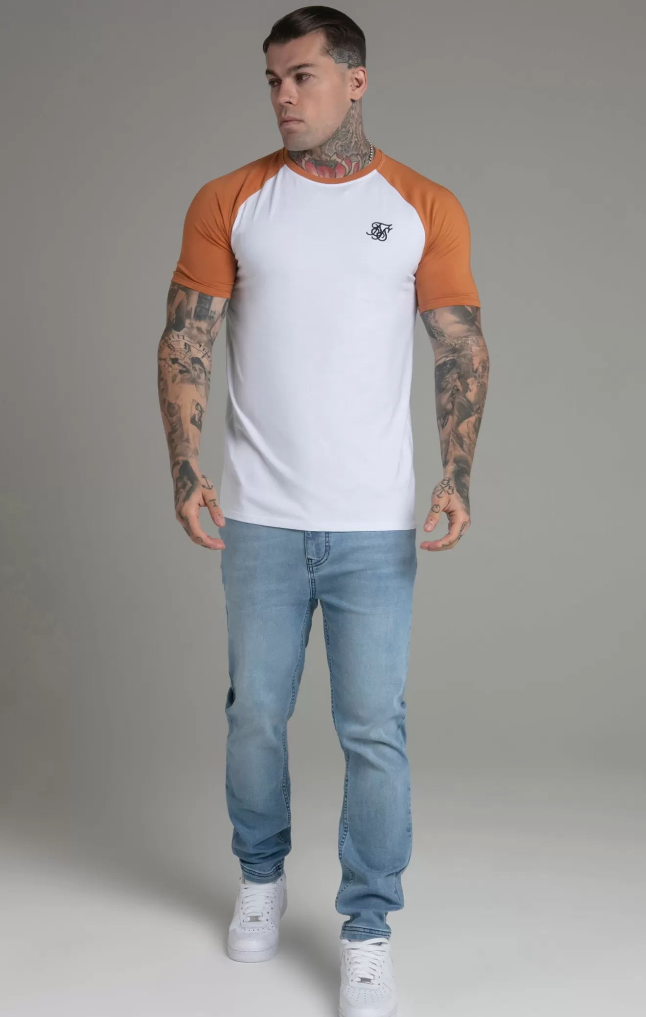 SikSilk T-Shirts^White Yellow Raglan T-Shirt