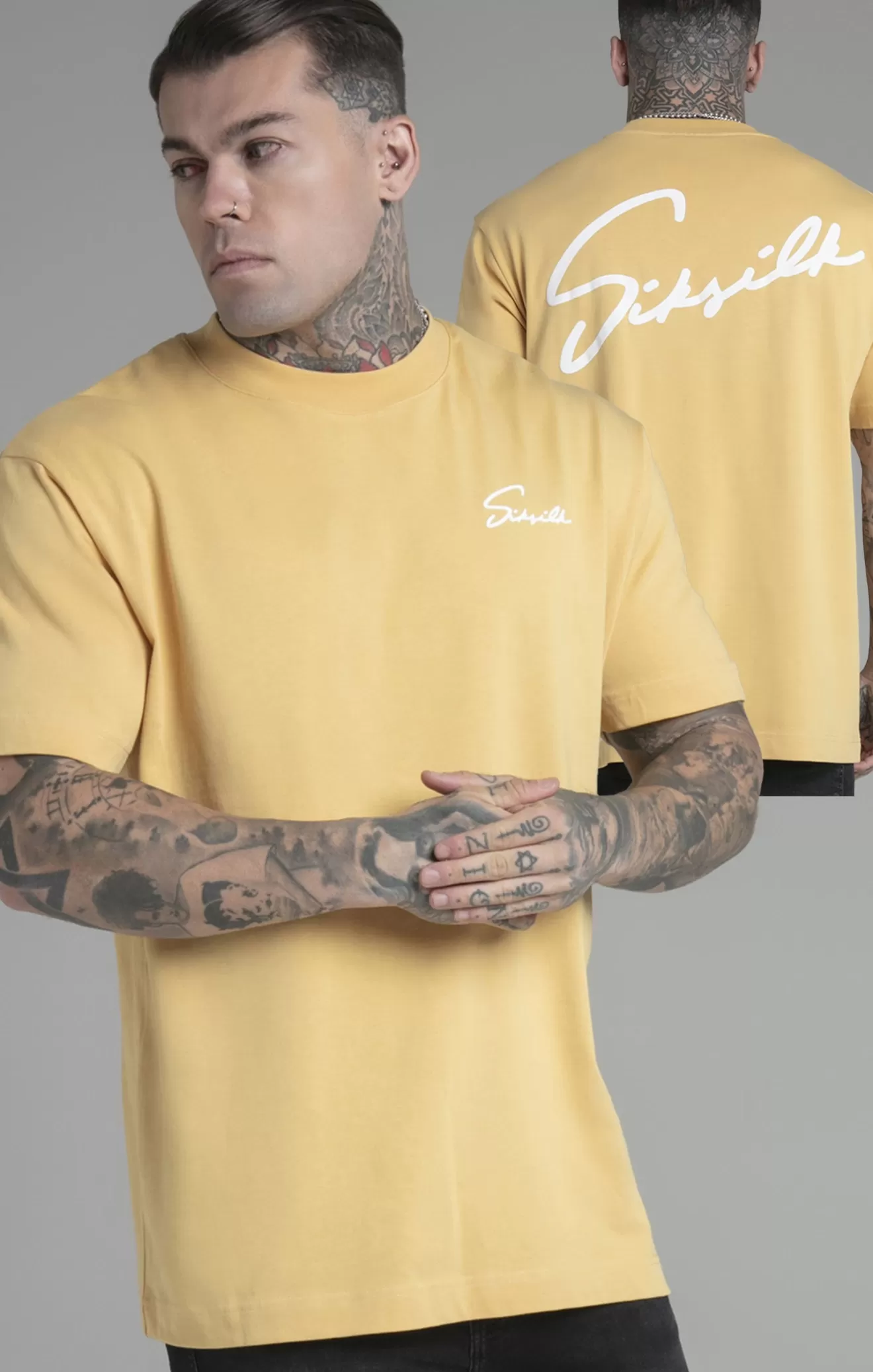 SikSilk T-Shirts^Yellow Script T-Shirt